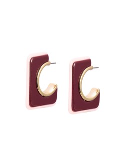 Fuchsia Pink Tipped Edge Square Resin Hoop Earrings £19.50