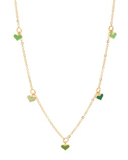 Georgine Green Heart Charms Gold Tone Chain Necklace £24