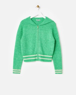 Green Boat Collared Zip Up Knitted Cardigan £68