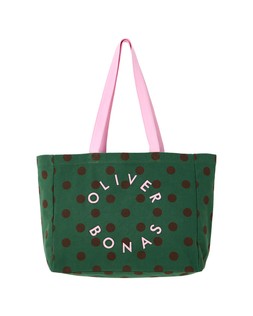 Green & Brown Polka Dot Logo Fabric Tote Shopper Bag £26 €34