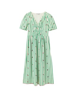 Green & Cream Striped Floral Embroidered Midi Dress £85 €115