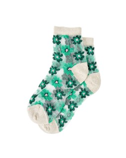 Green Floral Sheer Socks £8.50