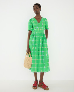 Green Floral V-Neck Short Sleeve Midi Dress £85 €115