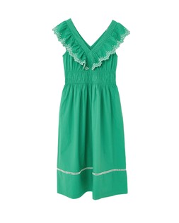 Green Frill Neck Embroidered Midi Dress £82 €107