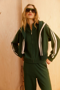 Green & Pink Stripe Zip Up Knitted Bomber Jacket £70