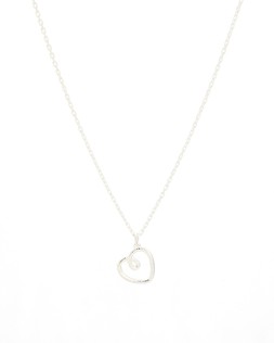 Hali Textured Heart Charm Silver Pendant Necklace £42