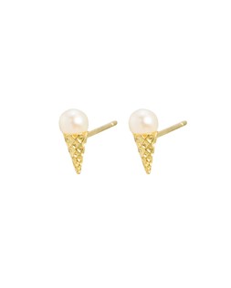 Ice Cream Cone Pearl Gold Plated Stud Earrings £32 €42