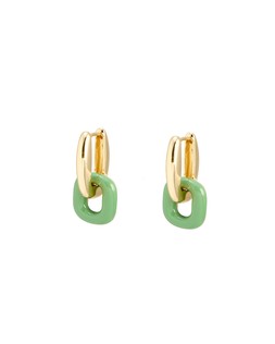Indie Gold & Green Enamel Drop Hoop Earrings £16.50