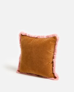 Issey Burnt Orange Velvet Fringed Cushion Cover 45x45cm £28