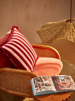 Issey Red & Pink Striped Cushion Cover 45x45cm