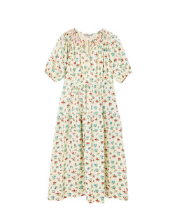 Ivory Floral Tie Neck Tiered Midi Dress £78 €105