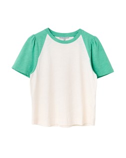 Ivory & Green Slub Cotton Colour Block T-Shirt £35 €45.50