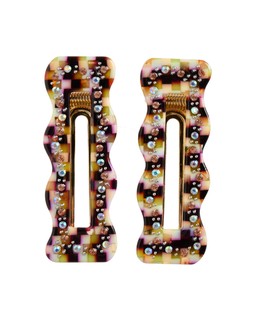 Juniper Check Resin Hair Clips Set of Two £16.50 €21.50