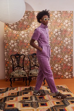 Lilac Corduroy Button Up Tie Waist Jumpsuit £95