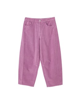 Lilac Corduroy Cropped Barrel Leg Trousers £70