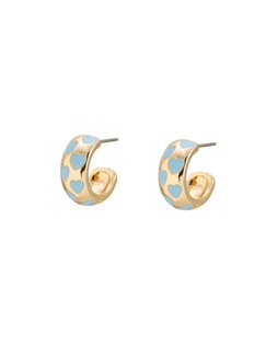 Lola Blue Hearts Gold Tone Hoop Earrings £16.50