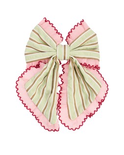 Luna Green Stripe Pink Frill Barrette Hair Bow £18