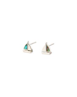 Marina Paua Shell Sailboat Recycled Silver Stud Earrings £26
