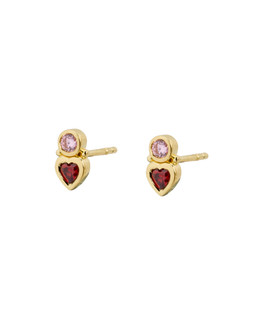 Milena Pink Cubic Zirconia & Heart Gold Plated Stud Earrings £36.00 €47.00