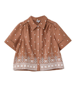Mocha Brown & Cream Broderie Short Sleeve Shirt £65 €85