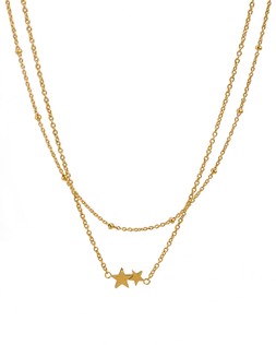 Morgan Gold Tone Waterproof Double Star Charm Double Row Necklace £38.00 €49.50
