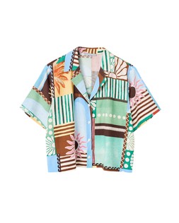 Patched Sun Print Short Sleeve Shirt £65 €85