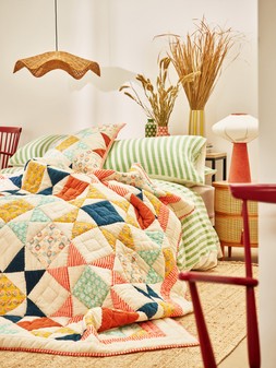 Patchwork Autumnal Multicoloured Cotton Quilt £165