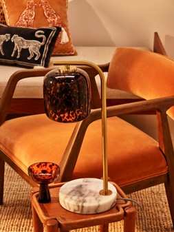 Payen Caramel Velvet & Rubberwood Accent Chair // Credit: Oliver Bonas / Carolyn Barber £445