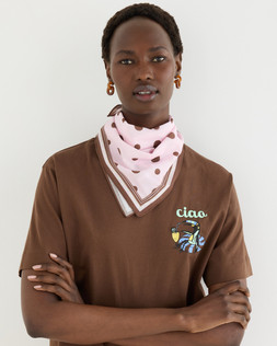 Pink & Brown Polka Dot Square Scarf £20 €26