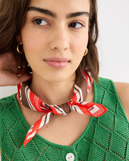 Red & Brown Floral Cotton Square Scarf £20 €26