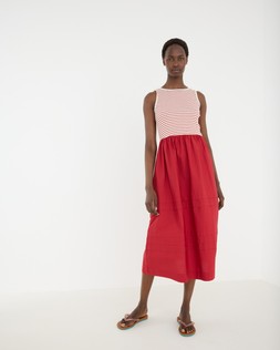 Red & Cream Striped Sleeveless Midi Dress £75 €98