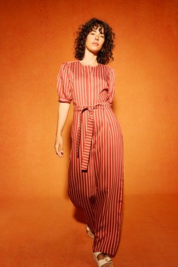 Red & Cream Striped Tie Waist Jumpsuit £90