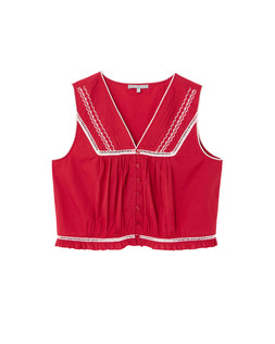Red Embroidered Button Up Vest Top £55 €72