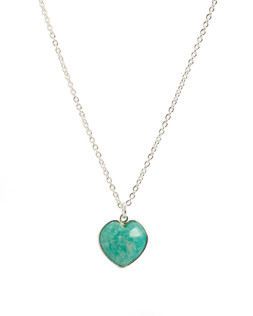Sorcha Amazonite Inlay Heart Charm Silver Plated Pendant Necklace £65.00 €85.00