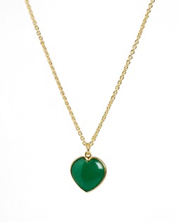 Sorcha Green Jade Inlay Heart Charm Gold Plated Pendant Necklace £65.00 €85.00
