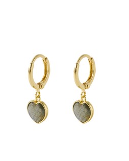 Sorcha Labradorite Inlay Heart Charm Gold Plated Hoop Drop Earrings £55.00 €72.00