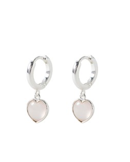 Sorcha Rose Quartz Inlay Heart Charm Silver Plated Hoop Drop Earrings £52.00 €68.00