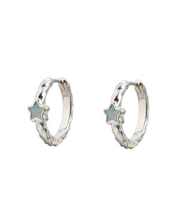 Stella Opalite Star Textured Silver Plated Hoop Earrings £42.00 €55.00