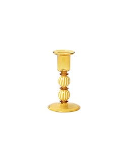 Striped Ball Yellow Glass Candlestick Holder £12.50