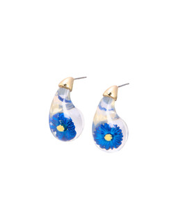 Tilda Blue Flower Inlay Resin Teardrop Earrings £18