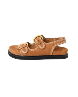 Toffee Brown Suede Double Buckle Sandals £80 €105