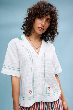 White & Green Embroidered Short Sleeve Shirt £65 €85