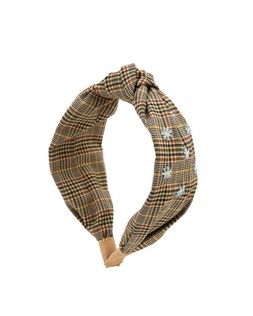 Willow Check Embroidered Flower Knot Headband £19.50