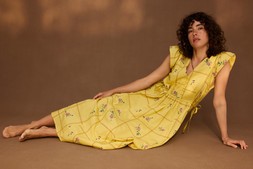 Yellow Floral Cross Stitch Embroidered Midi Dress £95 €125