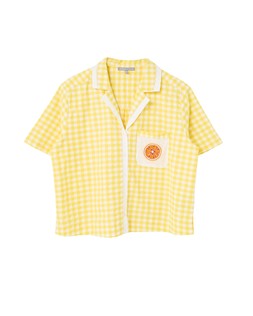 Yellow Gingham Orange Embroidered Short Sleeve Shirt £65 €85