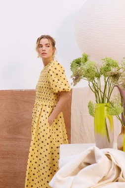 Yellow Polka Dot Midi Dress £85