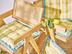 Yellow & White Striped Fringed Seat Pad £19.5 (landscape)