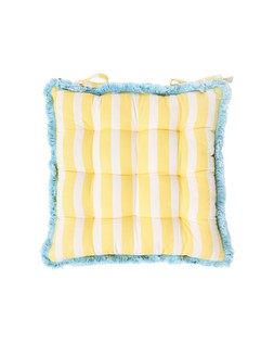 Yellow & White Striped Fringed Seat Pad £19.50