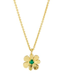 Zaria Green Onyx Flower Charm Gold Plated Pendant Necklace £55.00 €72.00