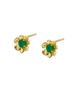 Zaria Green Onyx Flower Gold Plated Stud Earrings £34.00 €44.50